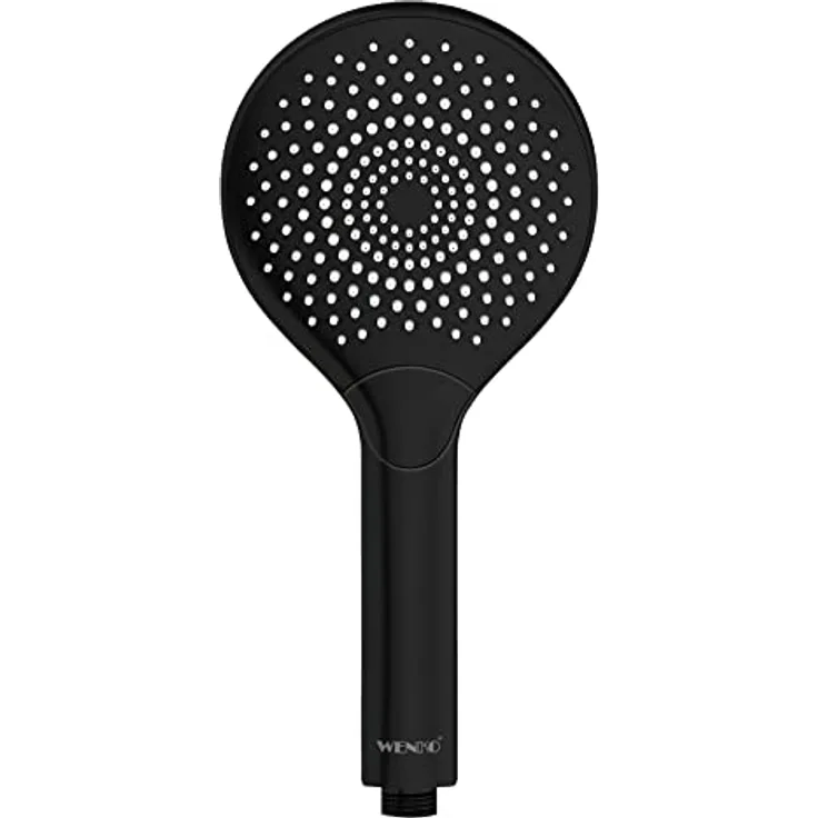 WENKO Wasserspar Duschkopf Watersaving, wassersparende Universal-Handbrause, Duschbrause mit nachhaltigem Wasserspar-System, 40% Wasser sparen bei vollem Komfort, Duschkopf Ø 12 cm, ABS Schwarz matt