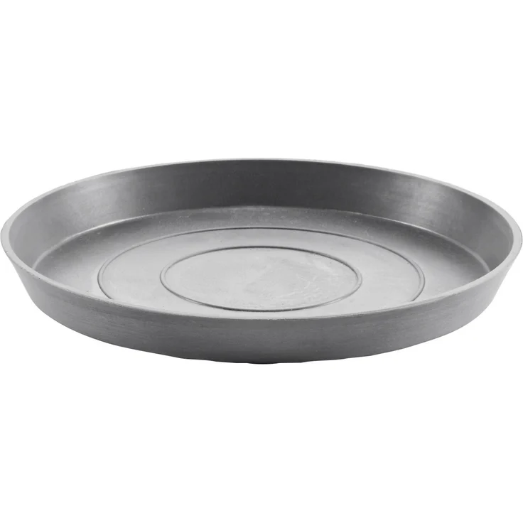 ECOPOTS Blumentopfuntersetzer ROUND SAUCER Grey, Recylingkunststoff, bruchsicher, UV-beständig, frostsicher – Bild 1