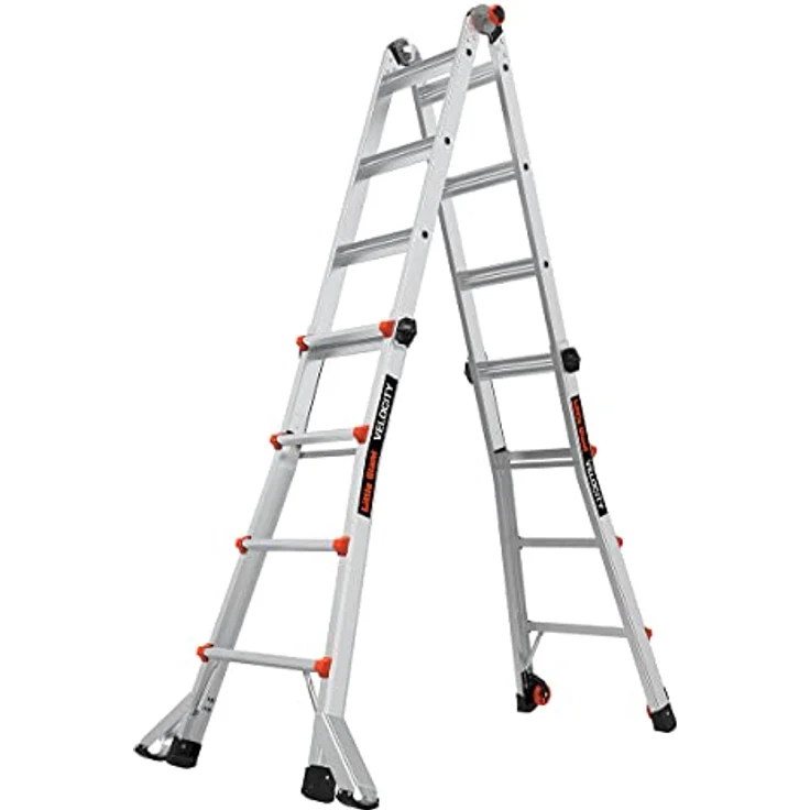 Little Giant Geschwindigkeit M 17 Aluminium Leiter, multifunktional mit Rock Lock Einstellern und Tip & Glide Rädern, silber – Bild 2