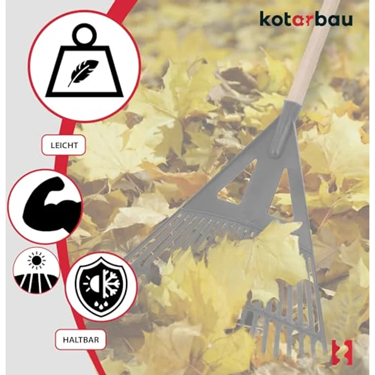 KOTARBAU® Laubrechen 43 cm, Kunststoff ohne Stiel, schwarz, für Laub, Moos & Heckenschnitt – Bild 5