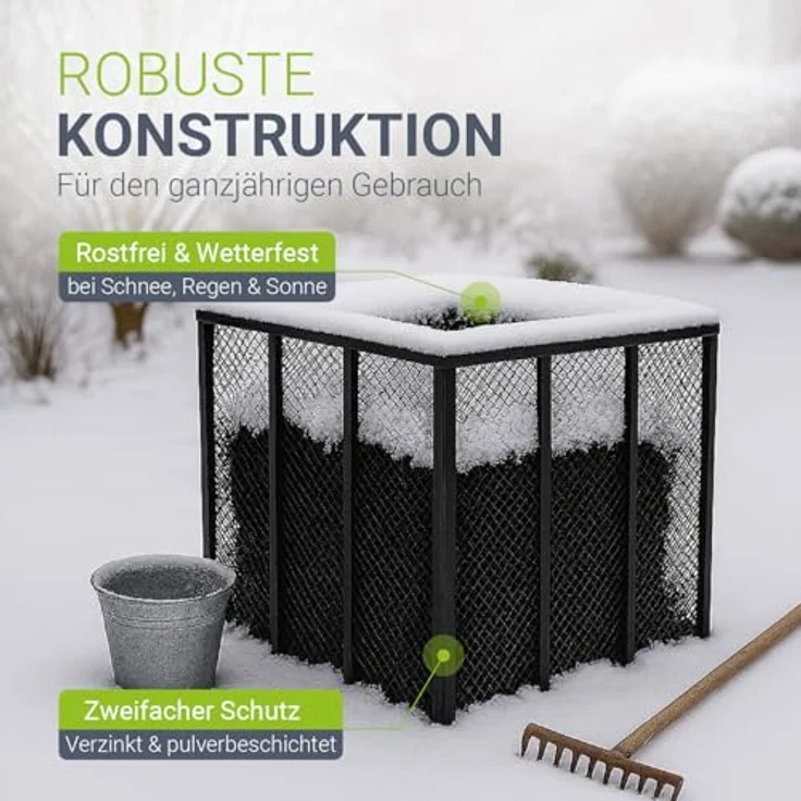 Juskys Metall Komposter 450 L, verzinkter & pulverbeschichteter Stahl, wetterfest mit Gitterrahmen-Belüftung, schnelles Kompostieren – Schwarz – Bild 4