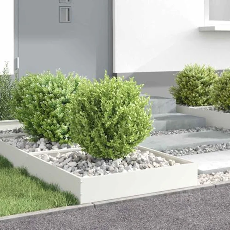 vidaXL Beetumrandung Raseneinfassung Weiß, 60 x 60 x 13 cm aus robustem Stahl, wetterfest und modern designter Gartenrand – Bild 4