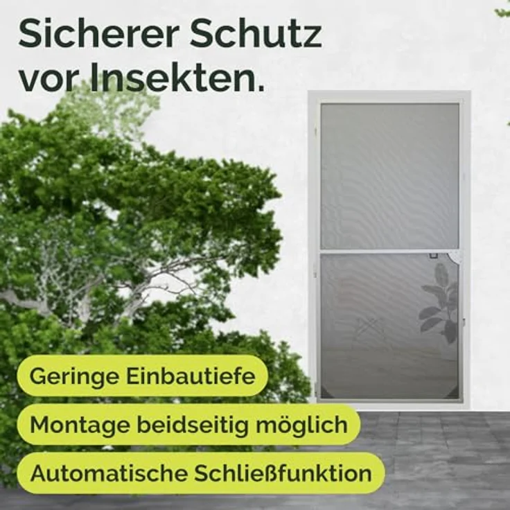 Nematek Fliegengitter Tür Light - Fliegengitter Balkontür mit weißem Rahmen - schmale Fliegengittertür für Terrassen- & Balkontüren - Bausatz für max. 100 x 215 cm – Bild 3