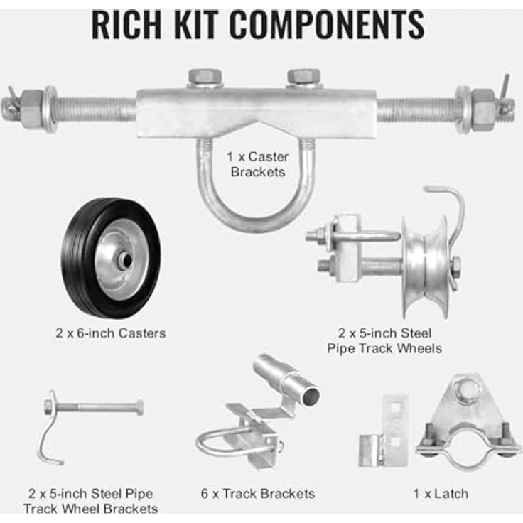 VEVOR Schiebetor-Set Typ C, 146-mm-Rolltor-Hardware-Set mit Hochleistungs-Schiebetorrollen für Connect Tracks, Tragfähigkeit 272 kg, rostbeständig – Bild 5