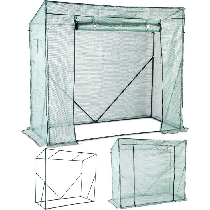 TOM Folien Gewächshaus GH-160 XL, 1,6 m² mit Gitterschutzfolie, wasserfest, UV-beständig, Maße 200 x 173 x 80 cm