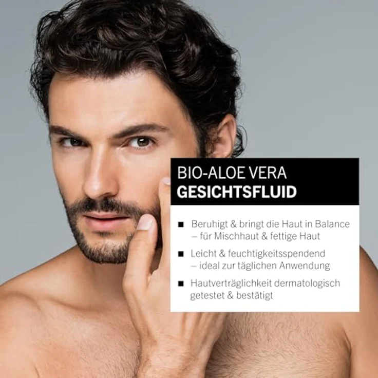 BenecosBIO Gesichtsfluid für Männerhaut, mit Bio-Aloe Vera & Bio-Hanfsamenöl, 50 ml, dermatologisch getestet, vegan, zertifizierte Naturkosmetik – Bild 2