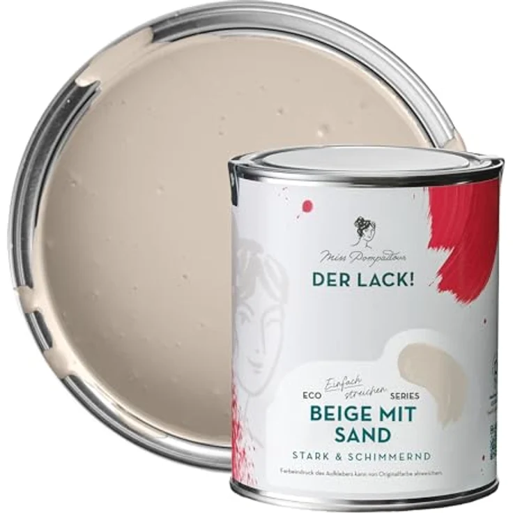 MissPompadour Holzfarbe Beige mit Sand, 1L seidenmatte Möbelfarbe für Innen & Außen, witterungsbeständig und hochdeckend – Bild 1