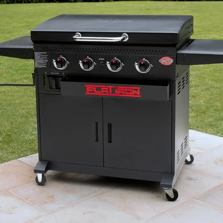Char-Griller Flat Iron 4 Brenner Griddle Gasgrill mit 4 Brennern, Grillplatte, 5.000 cm² Grillfläche und Klappablagen – Bild 2