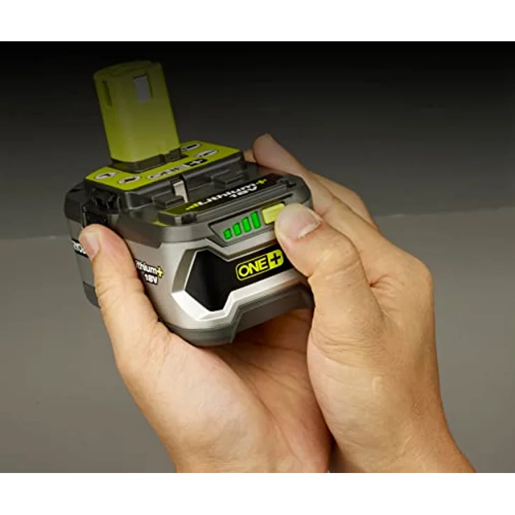 Ryobi Werkzeug Akku RB18L40 18V-4.0 AH LI-Ion, ONE PLUS - Ein Akku für Ryobi Rasentrimmer, Heckenscheren oder Akkuschrauber inkl. Ladestandsanzeige und langer Lebensdauer, Farbe: schwarz-grau – Bild 4