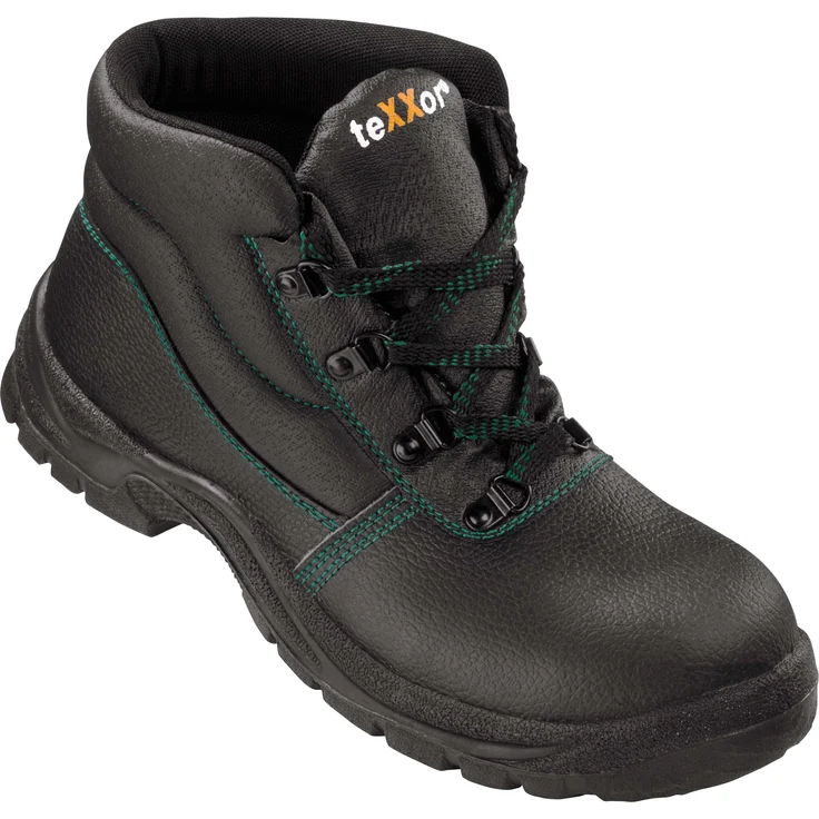 teXXor® S3-Sicherheitsschnürstiefel MONACO 6320-46, schwarzes Rindleder, Stahleinlage, rutschfeste PU-Sohle, atmungsaktives Funktionsfutter – Bild 1