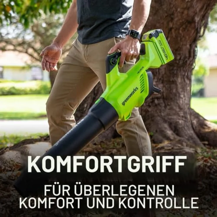 Greenworks GD40ABK2X, Axial Akku Laubbläser mit bürstenlosem Motor, 210 km/h, 40V Lithium-Ionen Akku – Bild 6