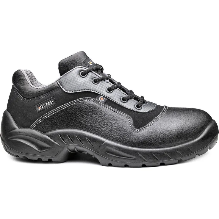 Base Footwear Sicherheitsschuh, wasserabweisendes Rindsleder, Stahlkappe, antibakterielles Futter, flexible Durchtrittschutz, AirTech Mono-PU Sohle, antistatisch, schwarz