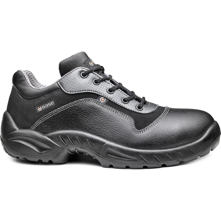 Base Footwear Sicherheitsschuh, wasserabweisendes Rindsleder, Stahlkappe, antibakterielles Futter, flexible Durchtrittschutz, AirTech Mono-PU Sohle, antistatisch, schwarz – Bild 1