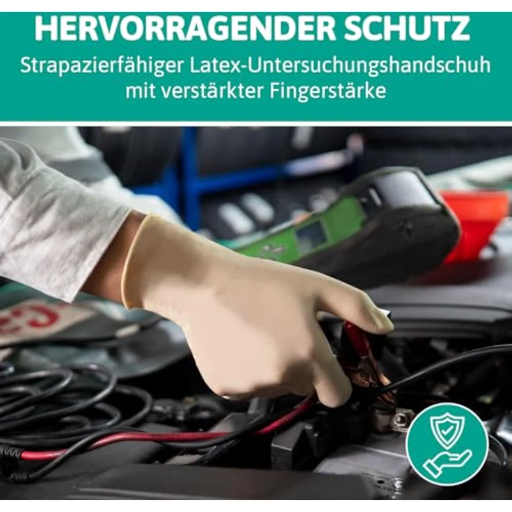 Ansell TouchNTuff 69-318 Naturgummilatex Handschuhe, Chemikalien- und Flüssigkeitsschutz, Naturfarben, Größe 8 (100 Handschuhe pro Spender) – Bild 6