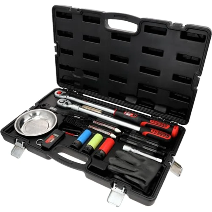 KS Tools 516.2450 MASTER Radwechsel-Service-Satz mit 1/2" INFINITOOL Ratschen-Drehmomentschlüssel, 20 – 200 Nm, 18-tlg., stabiler Kunststoffkoffer, inkl. Service-Reminder – Bild 1