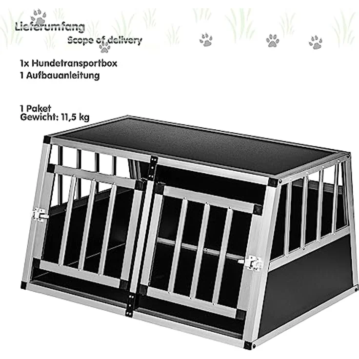 Petstuff Hundetransportbox schräge Frontseite und Rückwand 75°, Aluminium, robust, verschließbar, Größenwahl – Bild 3