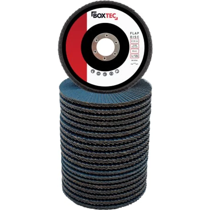 BOXTEC Profi-Fächerscheiben BLAU 125mm INOX Lamellenscheiben Schleifscheiben, Körnung:P120-20er Pack - Hochwertige Lamellenscheiben für Edelstahl und Metallbearbeitung – Bild 2