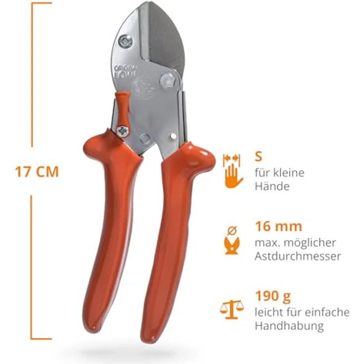 Ambossschere, Original Löwe Klingen, Nach innen geschwungene Griffe - Schneidet Äste bis Durchmesser 16 mm verblüffend leicht mittelgroß – Bild 5