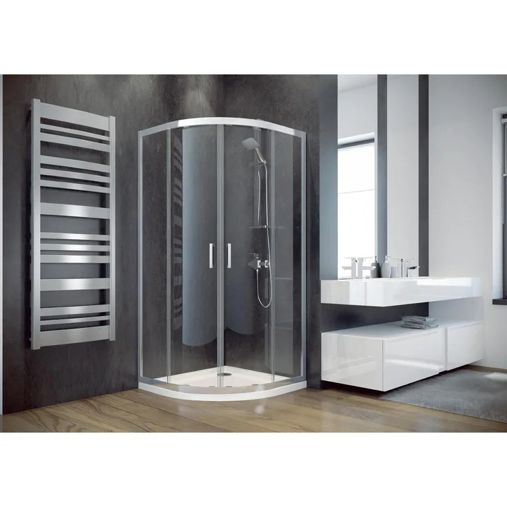 Xl Moebel Viertelkreis Eckdusche, hochwertige Duschkabine mit klarer Glasfront, 90 x 90 x 195 cm