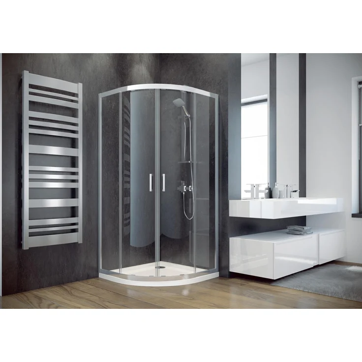 Xl Moebel Viertelkreis Eckdusche, hochwertige Duschkabine mit klarer Glasfront, 90 x 90 x 195 cm