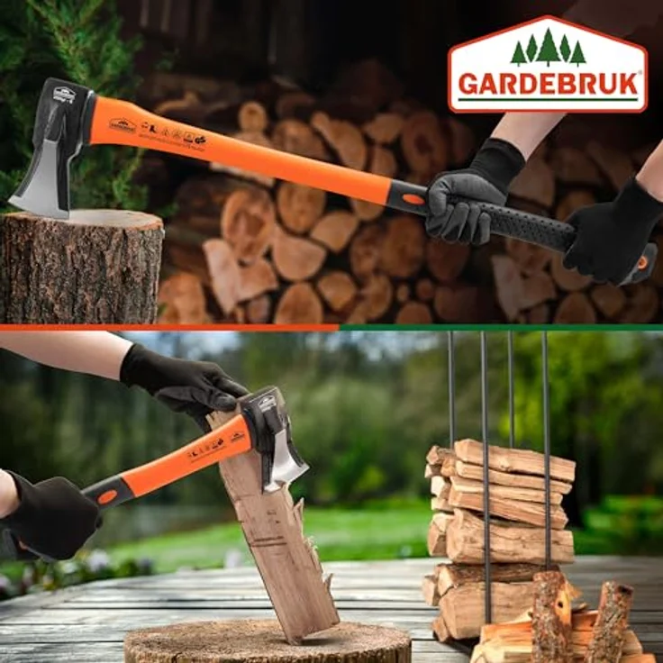 Monzana Set Axt mit Beil ergonomischer Handgriff Gummischutz Universal Spaltaxt Spaltbeil Spalthammer Holzspalter – Bild 5