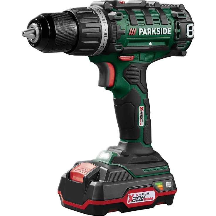PARKSIDE® 20 V Akku-Bohrschrauber »PABS 20-Li I9«, 2-Gang-Getriebe mit 20 V Lithium-Ionen-Akku, inklusive Ladegerät und 17-teiligem Zubehör, in praktischem Koffer