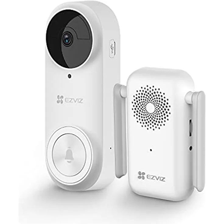 EZVIZ 2K Video Türklingel, Akku Doorbel Kit mit KI Personenerkennung, Zwei-Wege-Audio und Nachtsicht, IP65 wetterfest, 100% kabellos, DB2 Kit