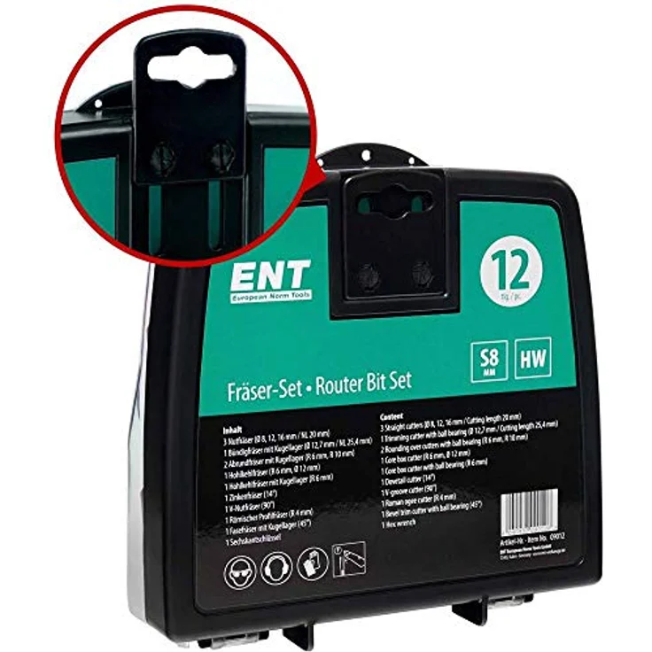 ENT 12-tlg. HW Fräser Set in Kunststoffkassette - Schaft Durchmesser 8 mm – Bild 5