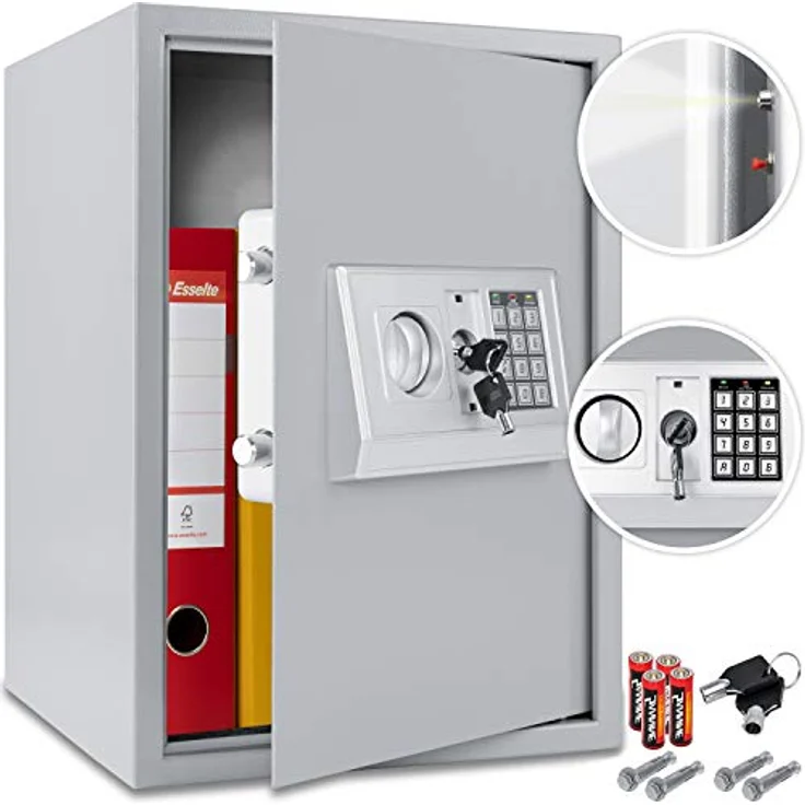 KESSER Elektronischer Safe Tresor Geldschrank Wandtresor Wandsafe 50x35x34,5 Silber – Bild 2