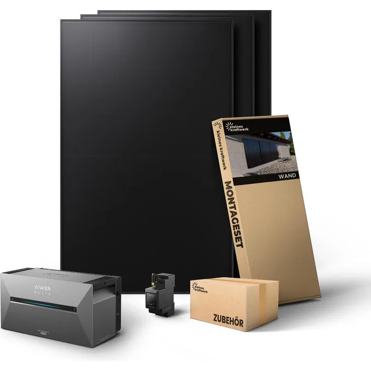 Kleines Kraftwerk Trio (BC) 1440W Balkonkraftwerk mit bifazialen Modulen und 2,7 kWh Anker Solarbank 3 Pro – All-in-One-System mit 30 Jahren Garantie