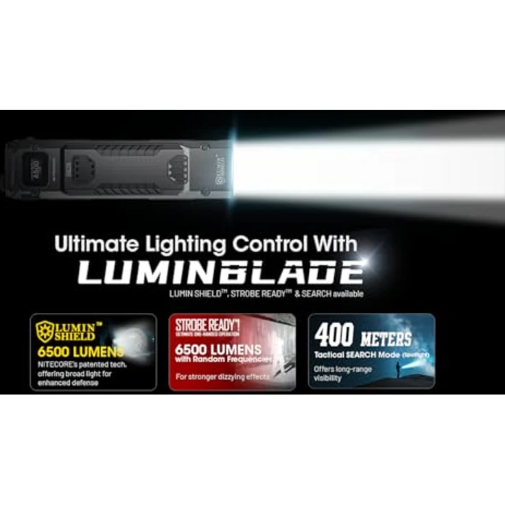 Nitecore Taschenlampe EDC29 Luminblade - taktische Taschenlampe, USB-aufladbare LED-Taschenlampe, extrem helle 6500 Lumen, bis zu 61 Stunden Laufzeit – Bild 3