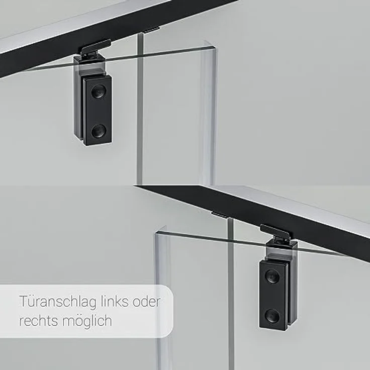 NEXTREND Nischendusche NT606 FLEX, Drehtür an Festfeld aus 6 mm Nano Klarglas, Breite: 1000 mm, Profilfarbe: Schwarz matt – Bild 5