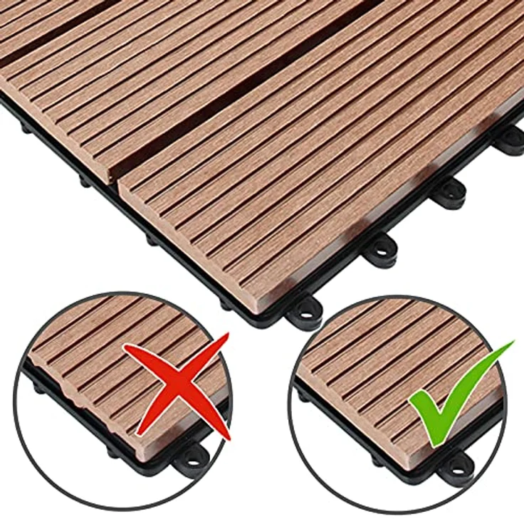 WPC Fliesen 1m²-4m² Terrassenfliesen Set Holzfliesen 30x30cm Balkon Pool Garten 11x Klassik terrakotta – Bild 3