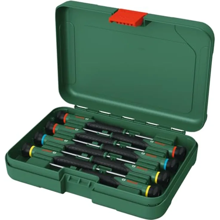 Bosch Präzisionsschraubendreher Set 8-teilig (Erstklassige S2-Stahl-Schraubendreher, PH/TX/SL, Farbcodierte Größe, Softgrip)