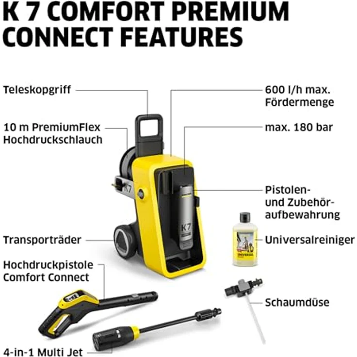 Kärcher Home & Garden K 7 Comfort Premium Connect Hochdruckreiniger, 180 bar, wassergekühlter Motor, mit LCD-Pistole und Bluetooth-Verbindung – Bild 8
