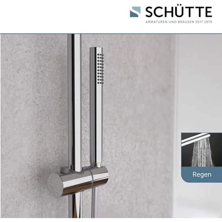 Schütte Brausegarnitur AQUADUCT, Edelstahl Regendusche, höhenverstellbar 80-120 cm, Antikalk, wassersparend – Bild 5