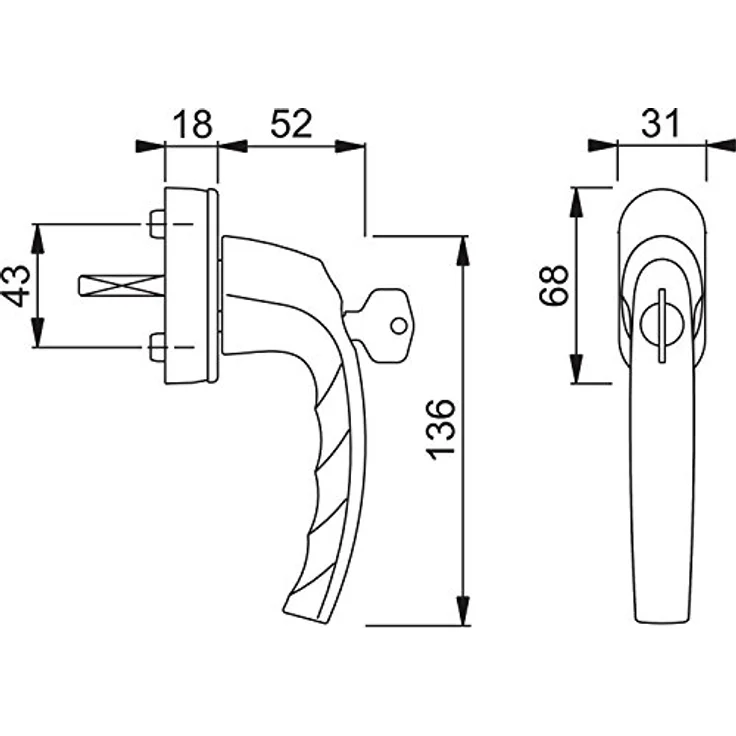 HOPPE Fenstergriff Atlanta 0530S/US952 Alu.F9016/verkehrsweiß 32-42mm abschl.HOPPE – Bild 4