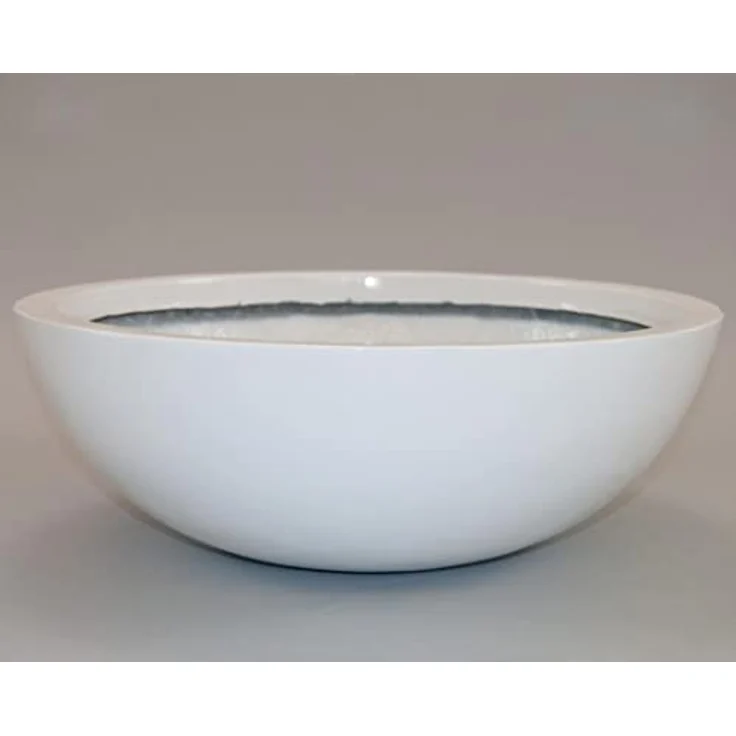 Elegant Einrichten Pflanzkübel Fiberglas Schale-Rund, Hochglanz Weiß, D34xH12cm, UV-beständig und frost-sicher – Bild 5