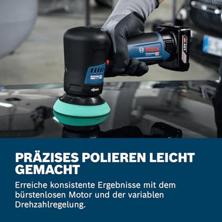 Bosch Professional GPO 12V-77, Akku-Poliermaschine mit bürstenlosem Motor, 5-stufiger Geschwindigkeitsauswahl und 77mm Polierteller – Bild 4