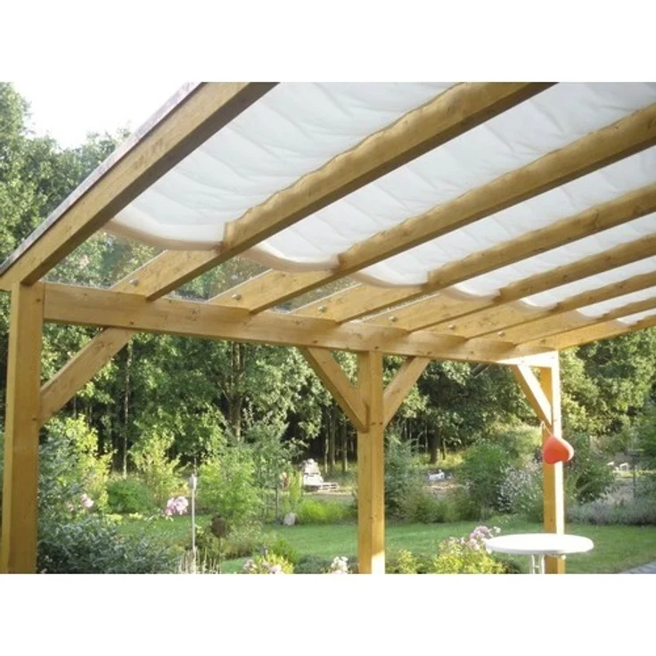 Floracord Seilspann-Sonnensegel elfenbein, 380x88 cm, wasserfest mit 95% Schattierungsfaktor