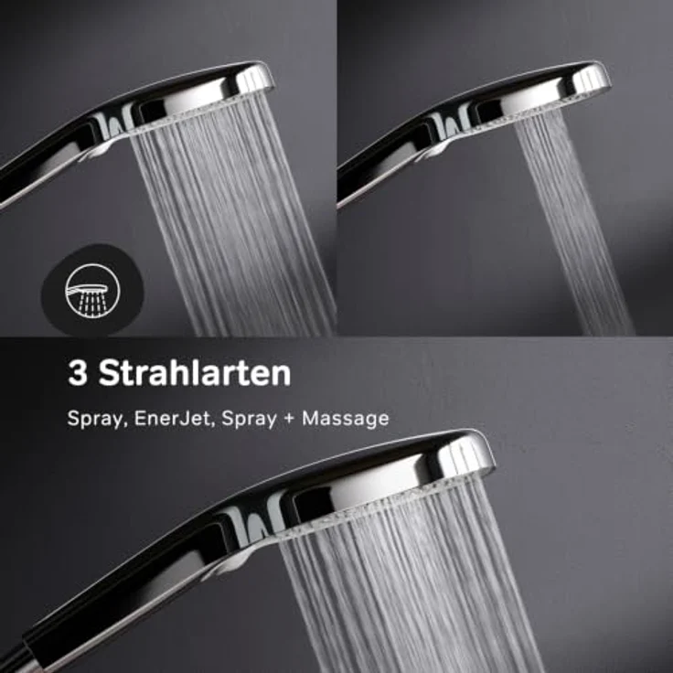 AM.PM Duschsystem PLAY, Regendusche mit teleskopischer Duschstange, 3 Strahlarten, Edelstahl Kopfbrause, Chrom – Bild 3