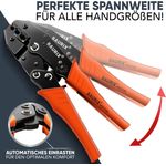 BAURIX Crimpzange HEKTOR inkl. 700 Stück Kabelschuhe Set, verpresst Kabelschuhe 0,50 - 6,00 mm², ergonomischer Griff, Sortimentsbox, Kupfer/PVC