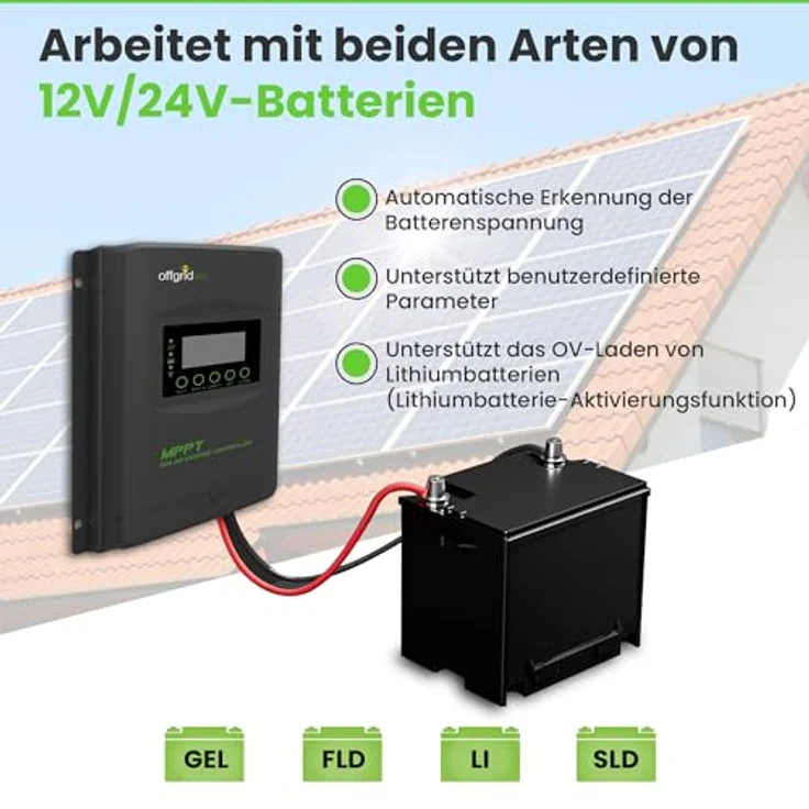 Offgridtec MPPT PRO-X 20A Laderegler, 12V - 24V, hohe Effizienz mit LCD-Display und RS-485-Schnittstelle – Bild 3