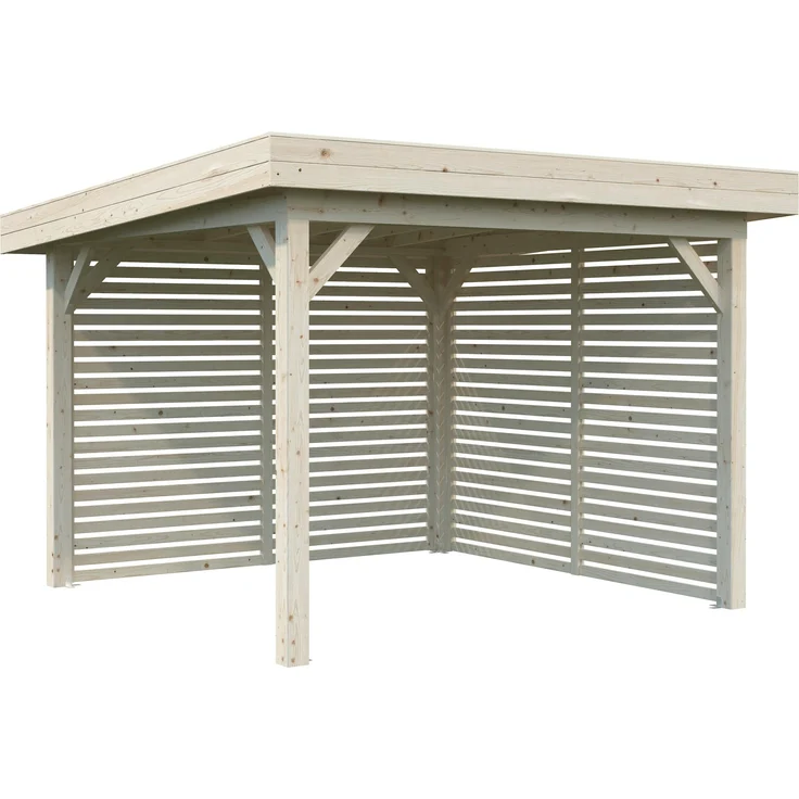Palmako Carport/Pavillon Connect Lenna 8,3 m² Set 302, naturbelassen, aus FSC®-zertifiziertem nordischen Fichtenholz mit Pultdach