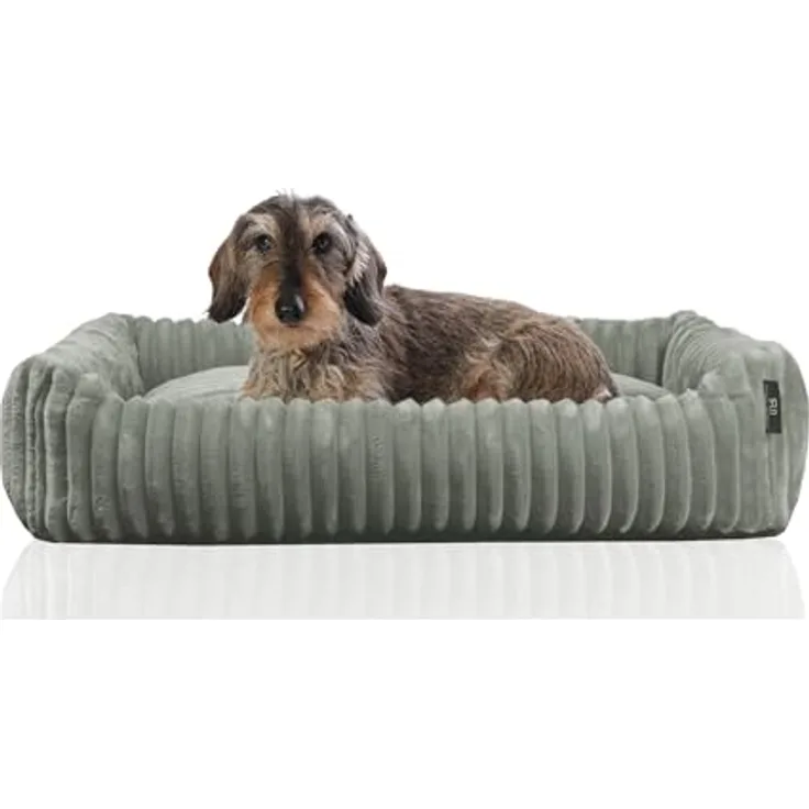Rohrschneider Kuschelsofa Deluxe Hundebett | rutschfeste Unterseite | Maße T 50 x B 70 x H 15 cm | grau