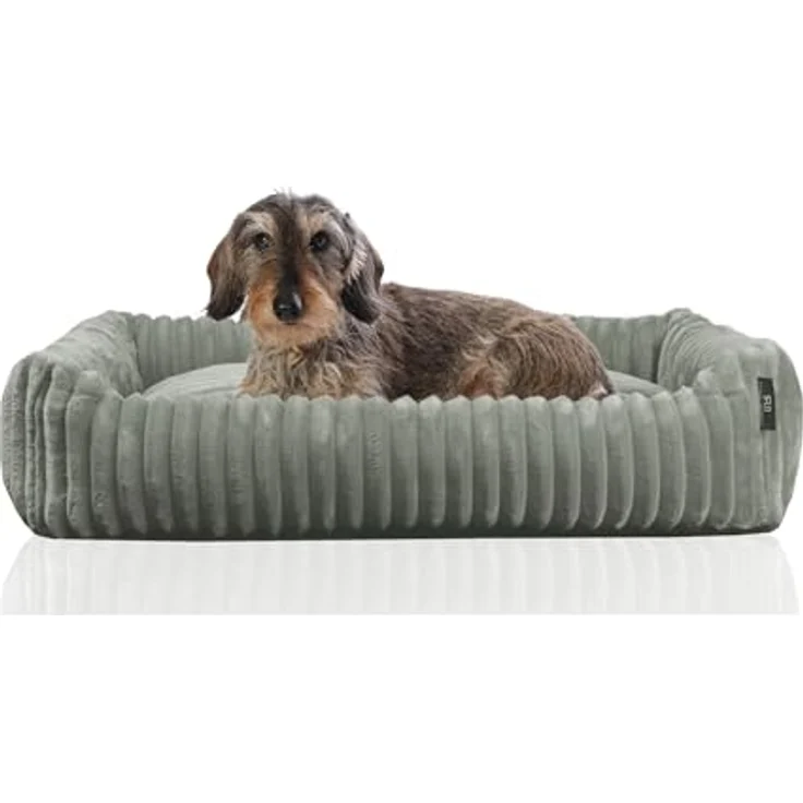 Rohrschneider Kuschelsofa Deluxe Hundebett | rutschfeste Unterseite | Maße T 50 x B 70 x H 15 cm | grau – Bild 1