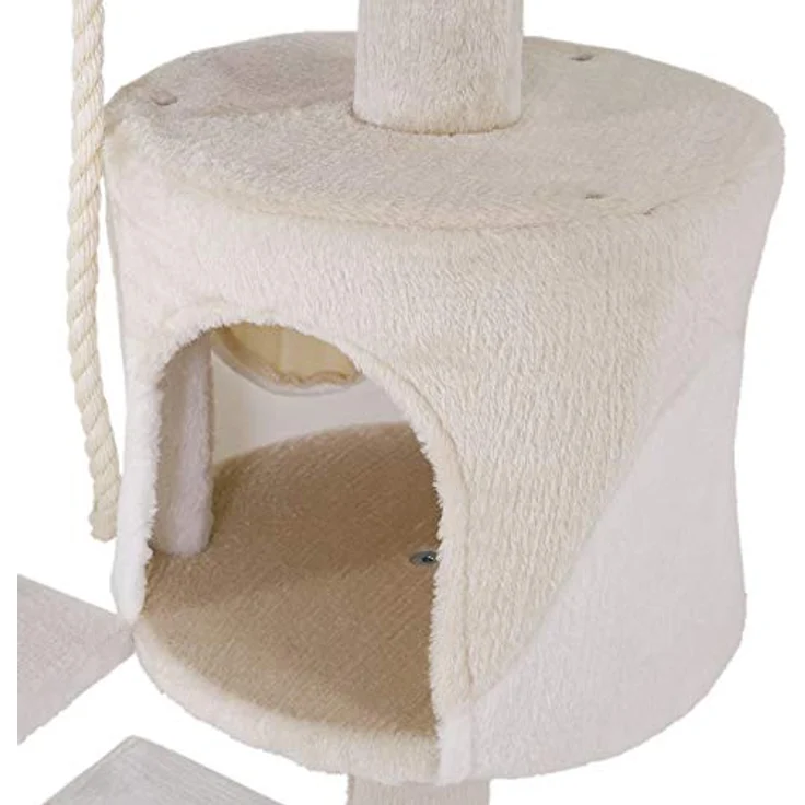 lionto Kratzbaum Kletterbaum Katzenkratzbaum Katzenbaum Höhe 112 cm, beige/weiß – Bild 5