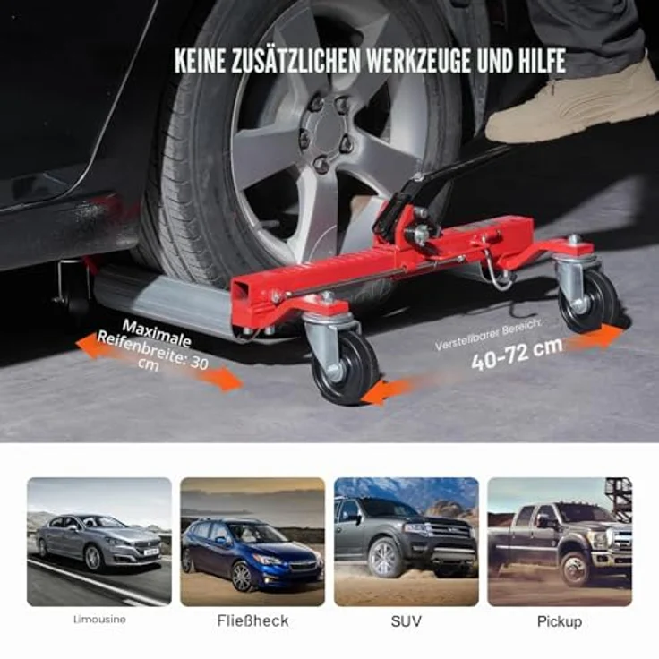 VEVOR Radwagen 680 kg Tragkraft, Rangierroller mit Ratschenfunktion für PKW und SUV, ideal zum Manövrieren auf engem Raum – Bild 4