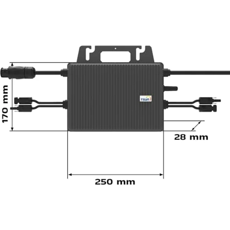 SUNNIVA TSUN Mikro-Wechselrichter 800W TSOL-MS800 für Balkonkraftwerk, IP67 wetterfest, Plug&Play, 2 MPPT, Bluetooth & WiFi, inkl. 5m Kabel & 4x 1m Verlängerungen – Bild 5