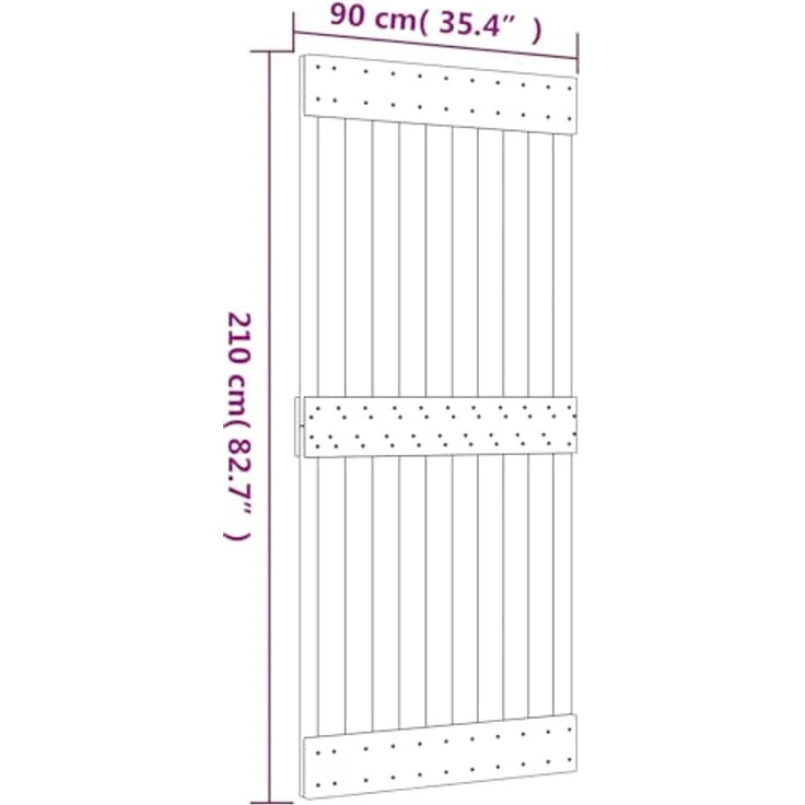 vidaXL Schiebetür 90 x 210 cm, Massivkiefer in Natürlich und Schwarz, moderne Trennwand für Wohnzimmer und Eingangsbereich – Bild 3